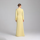 Yellow Bare shoulder Crepe maxi dress - shopaleena