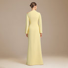 Yellow Bare shoulder Crepe maxi dress - shopaleena