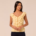 Yellow Cascade Ruffle Chiffon Top - shopaleena
