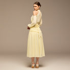 Yellow Cold Shoulder Chiffon Dress - shopaleena