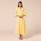 Yellow Collared Poplin Maxi Dress - shopaleena