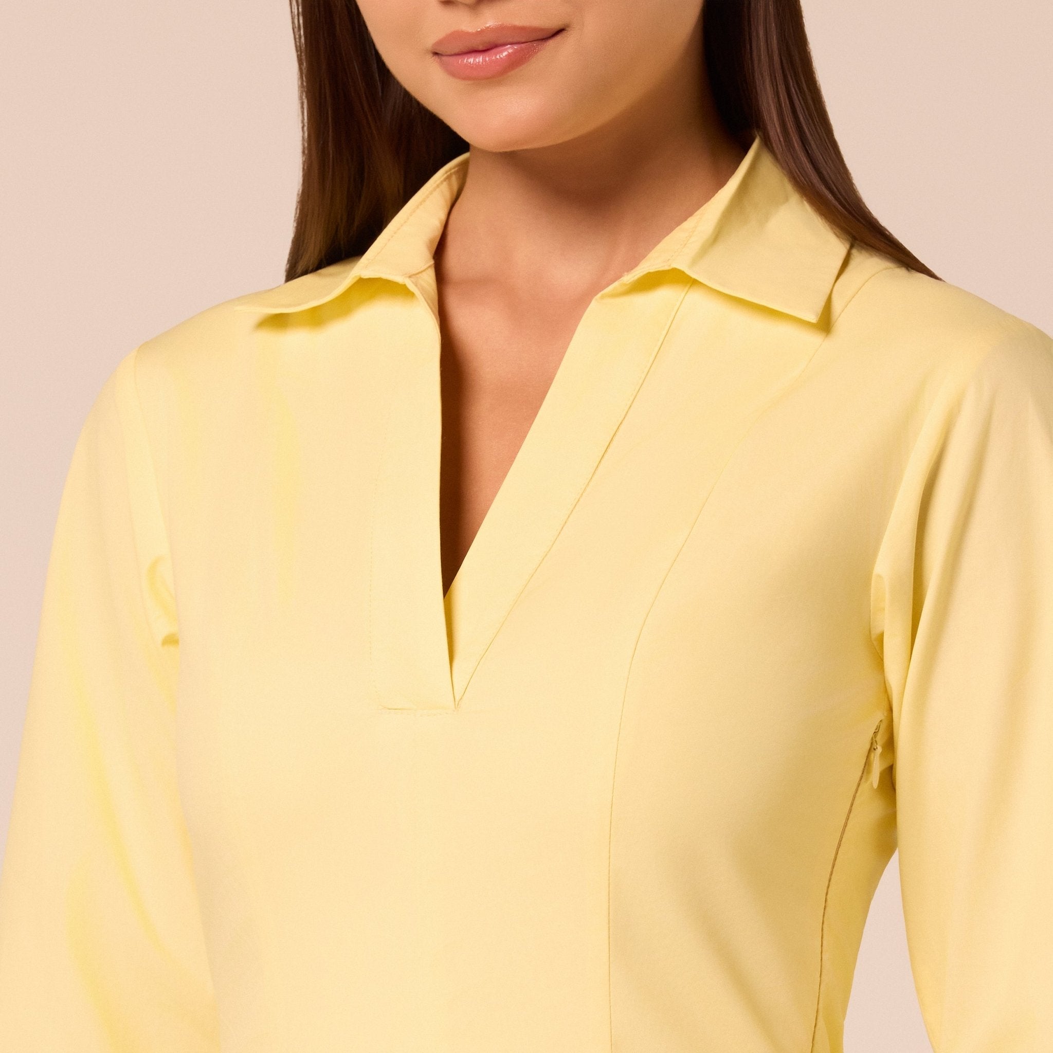 Yellow Collared Poplin Maxi Dress - shopaleena
