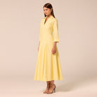 Yellow Collared Poplin Maxi Dress - shopaleena