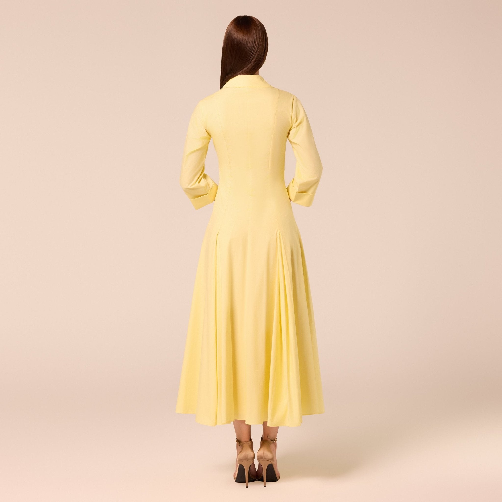 Yellow Collared Poplin Maxi Dress - shopaleena