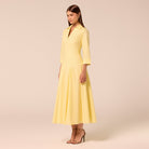 Yellow Collared Poplin Maxi Dress - shopaleena