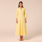 Yellow Collared Poplin Maxi Dress - shopaleena
