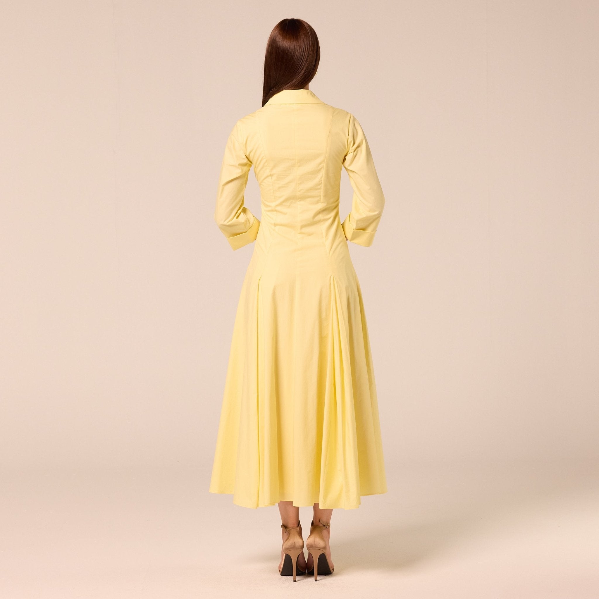 Yellow Collared Poplin Maxi Dress - shopaleena