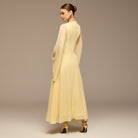 Yellow Flared Sleeve Chiffon Maxi Dress - shopaleena