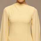 Yellow Flared Sleeve Chiffon Maxi Dress - shopaleena