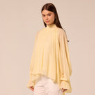 Yellow High Neck Ruffle Blouse - shopaleena
