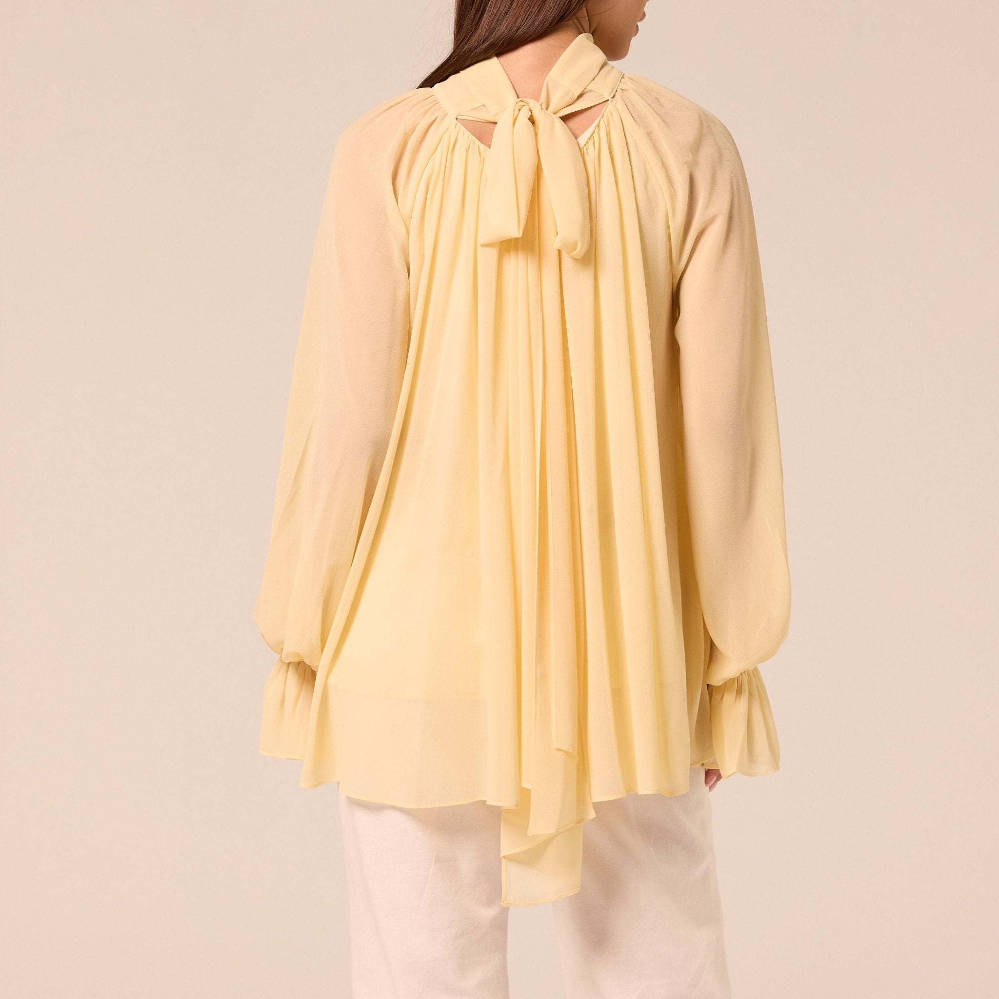 Yellow High Neck Ruffle Blouse - shopaleena