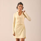 Yellow Long Sleeve Front Zipper Swim Top - shopaleena