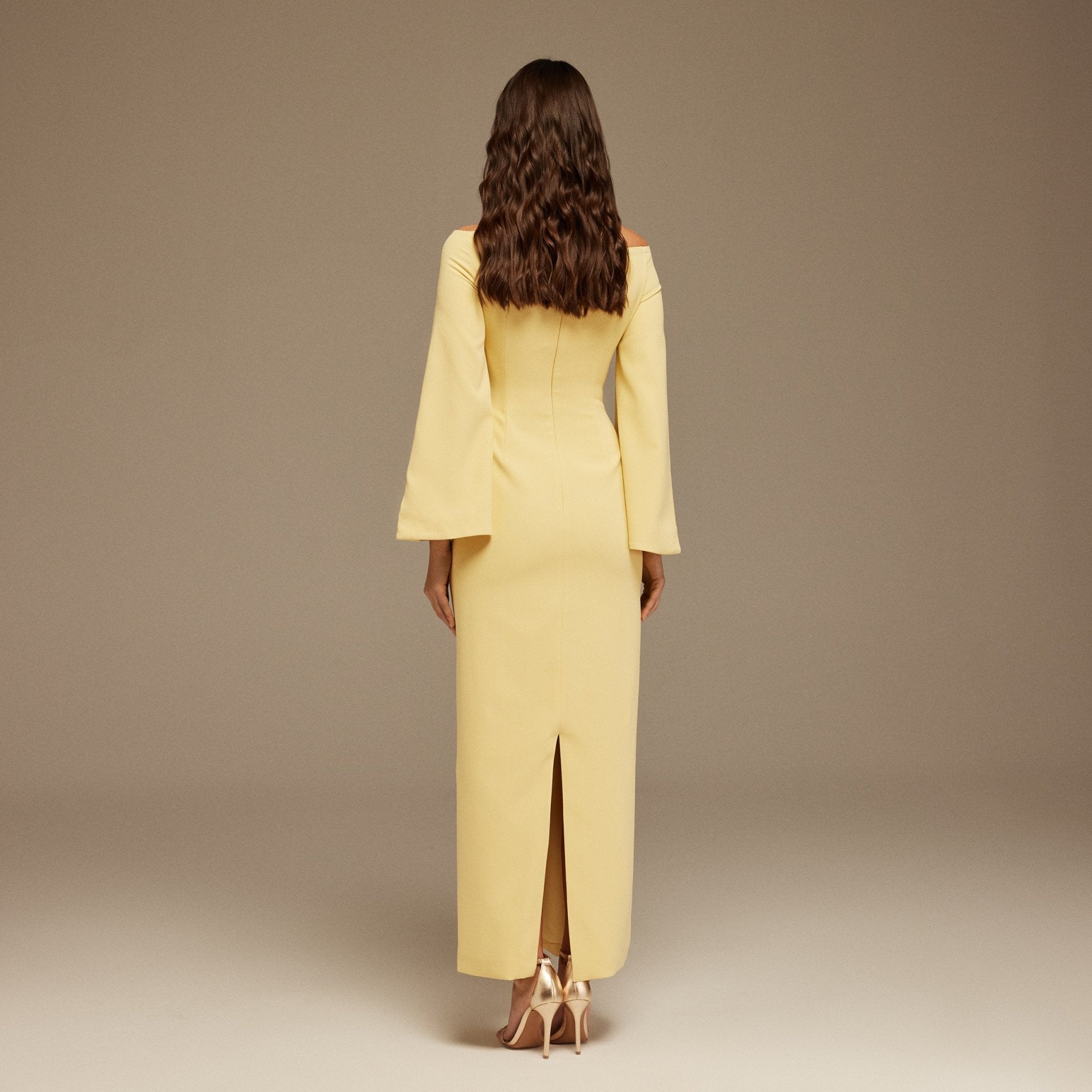Yellow Off-Shoulder Crossover Top Maxi Dress – shopaleena