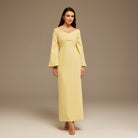 Yellow Off - Shoulder Crossover Top Midi Dress - shopaleena