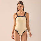 Yellow One Piece Swimsuit with Black Trim - shopaleena