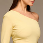Yellow One Shoulder A Line Crepe Dress - shopaleena