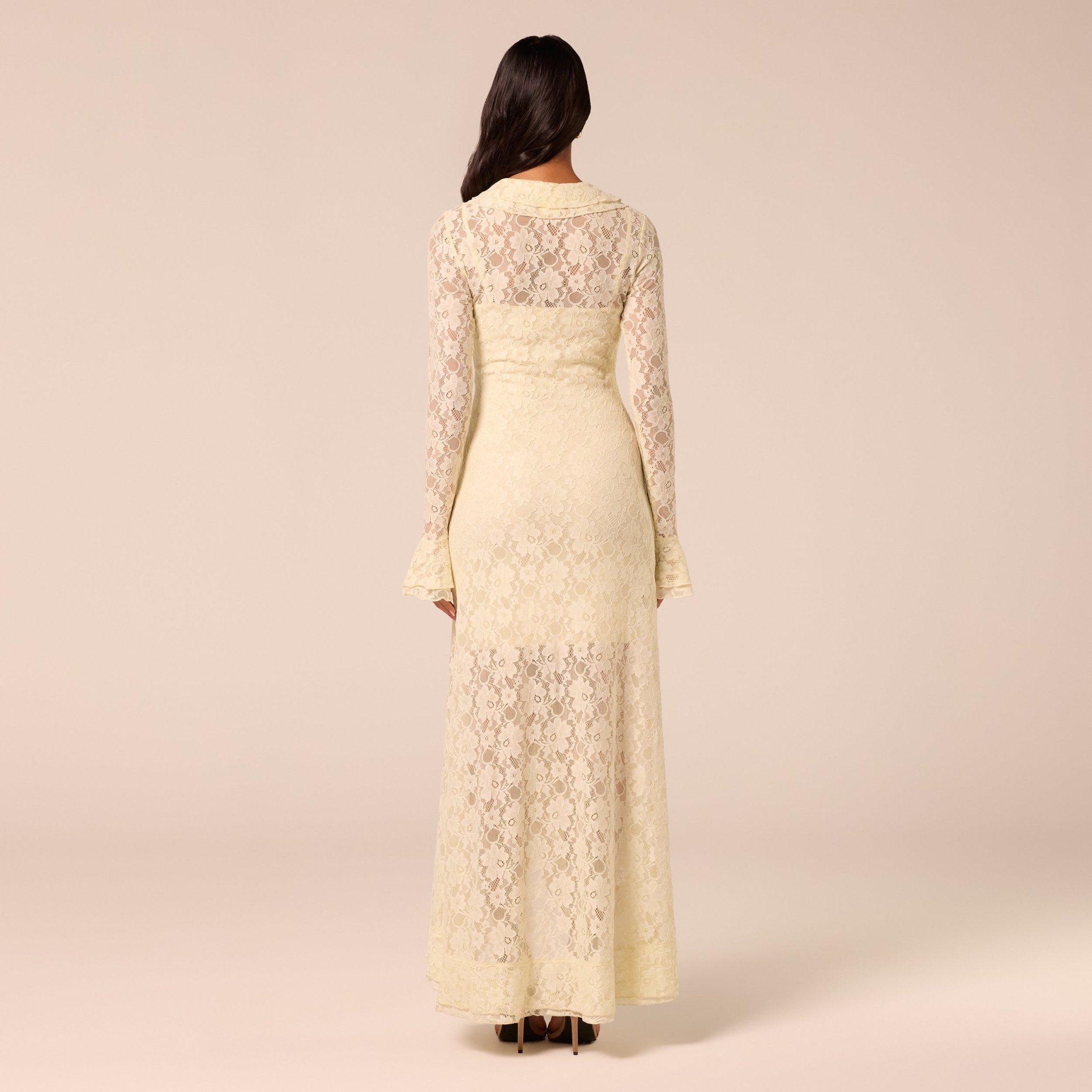 Yellow Ruffle Lace Maxi Dress - shopaleena