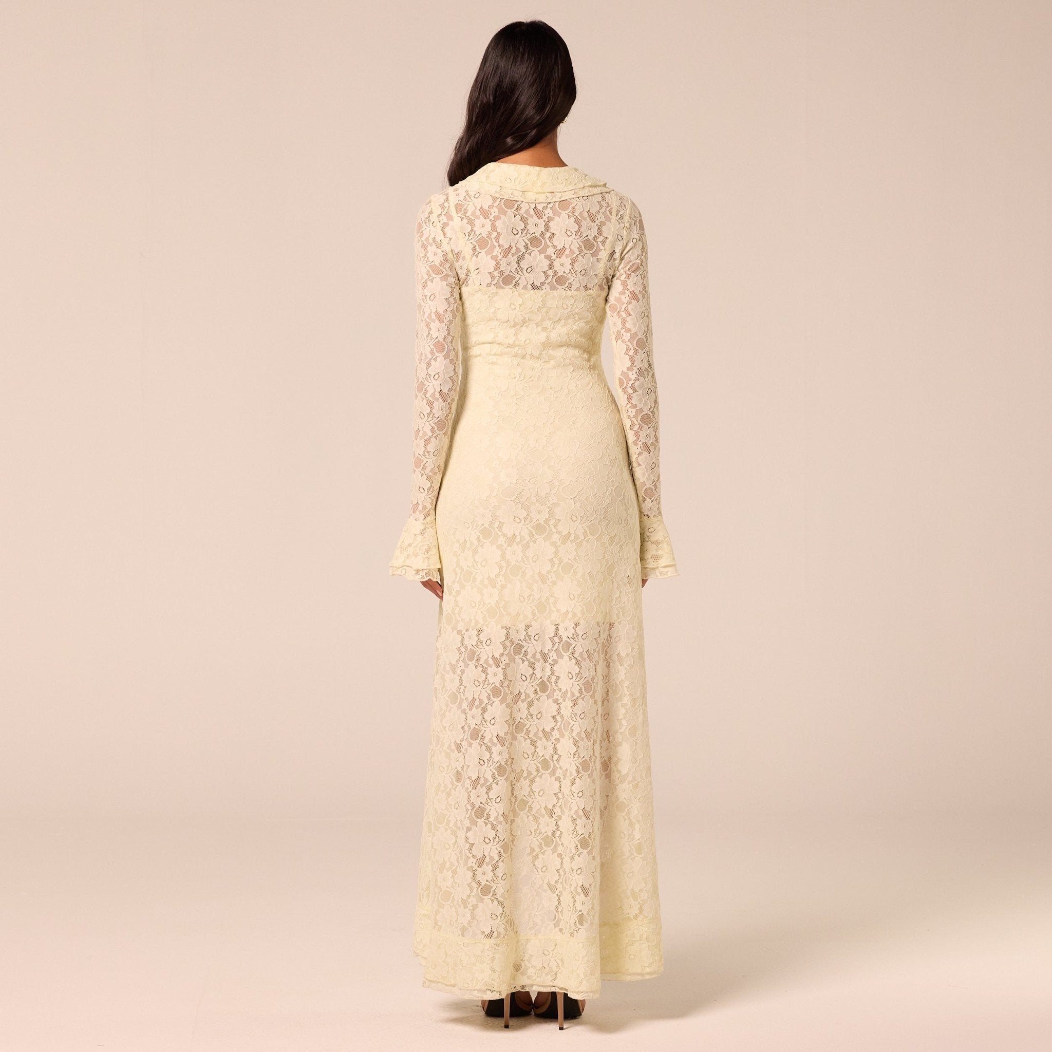 Yellow Ruffle Lace Maxi Dress - shopaleena