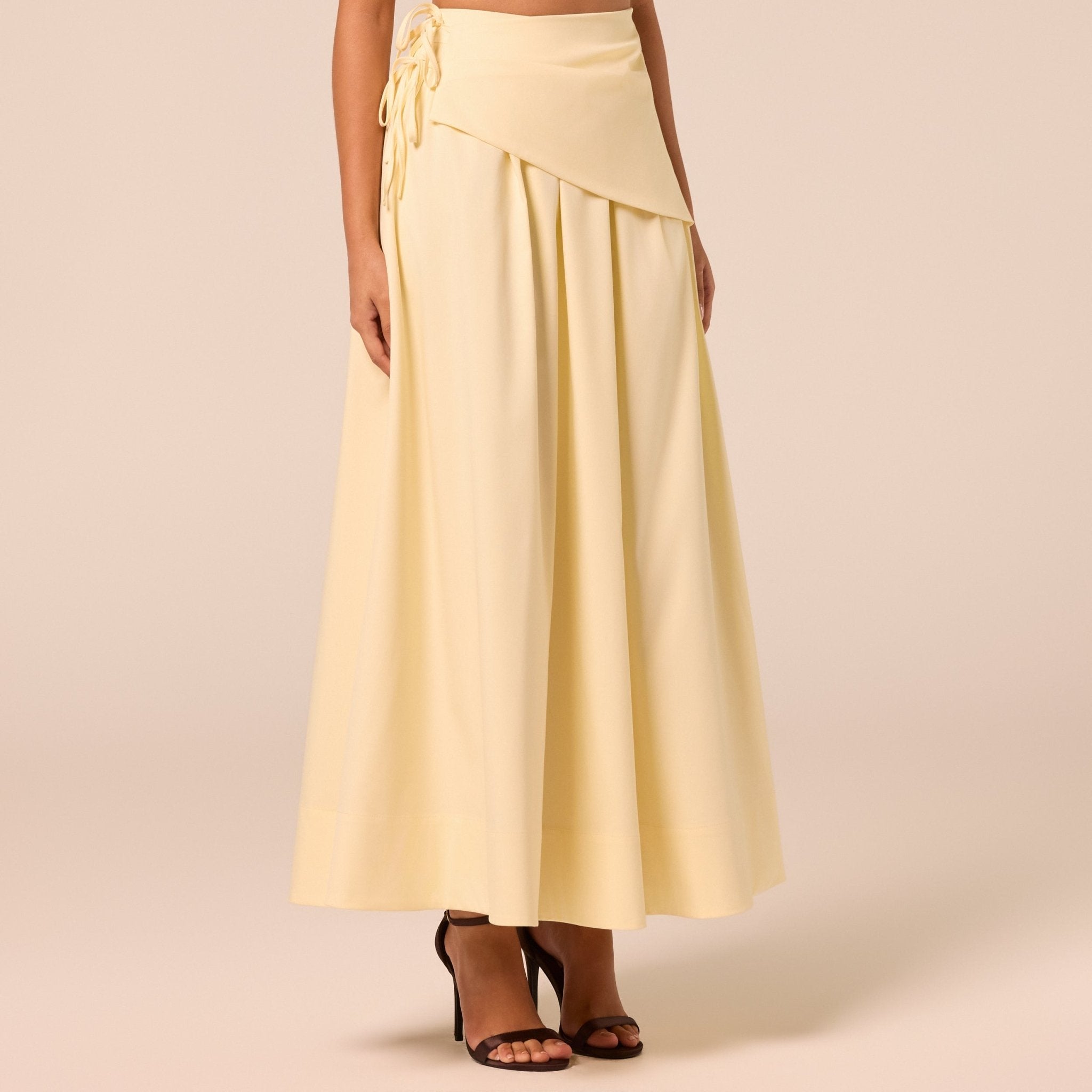 Yellow Side-Tie Poplin Maxi Skirt - shopaleena