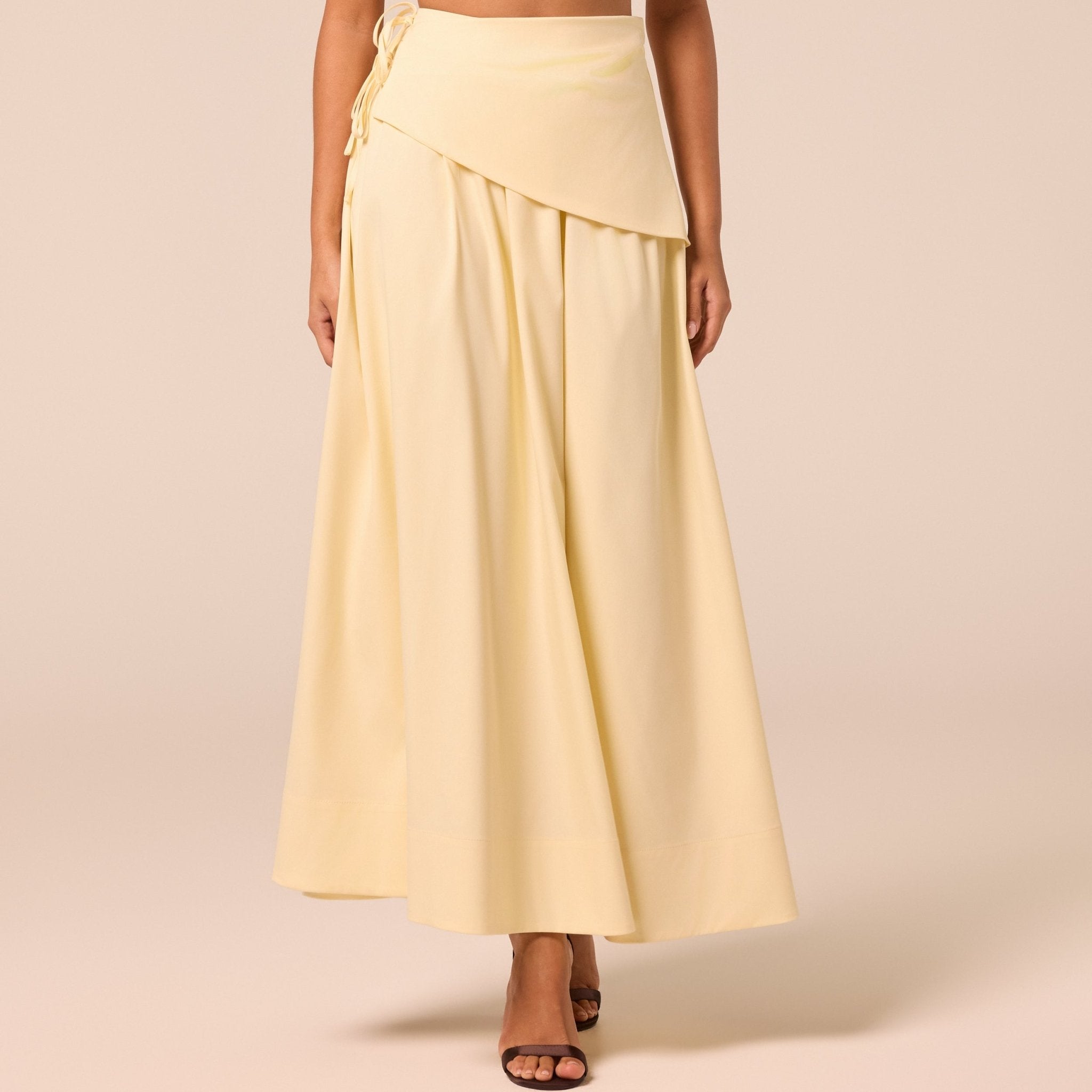 Yellow Side-Tie Poplin Maxi Skirt - shopaleena