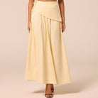 Yellow Side-Tie Poplin Maxi Skirt - shopaleena