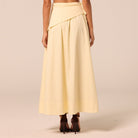 Yellow Side-Tie Poplin Maxi Skirt - shopaleena