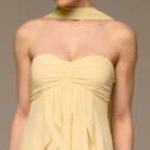 Yellow Strapless Ruffle Chiffon Maxi Dress - shopaleena
