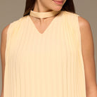 Yellow V - Neck All Over Pleated Chiffon Maxi Dress - shopaleena