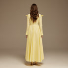 Yellow Wide Neck Long Sleeve Midi Dress - shopaleena