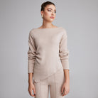 Asymmetric cut long sleeve Knitted top - shopaleena