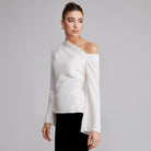 Bare shoulder Crepe Blouse - shopaleena