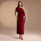 Bare Shoulder Crepe Maxi Dress - shopaleena