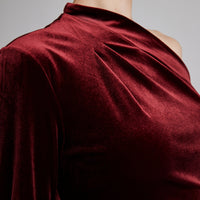 Bare shoulder velvet maxi dress - shopaleena