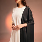 Cape-Effect Draped Satin Kaftan - shopaleena