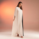 Cape-Effect Draped Satin Kaftan - shopaleena