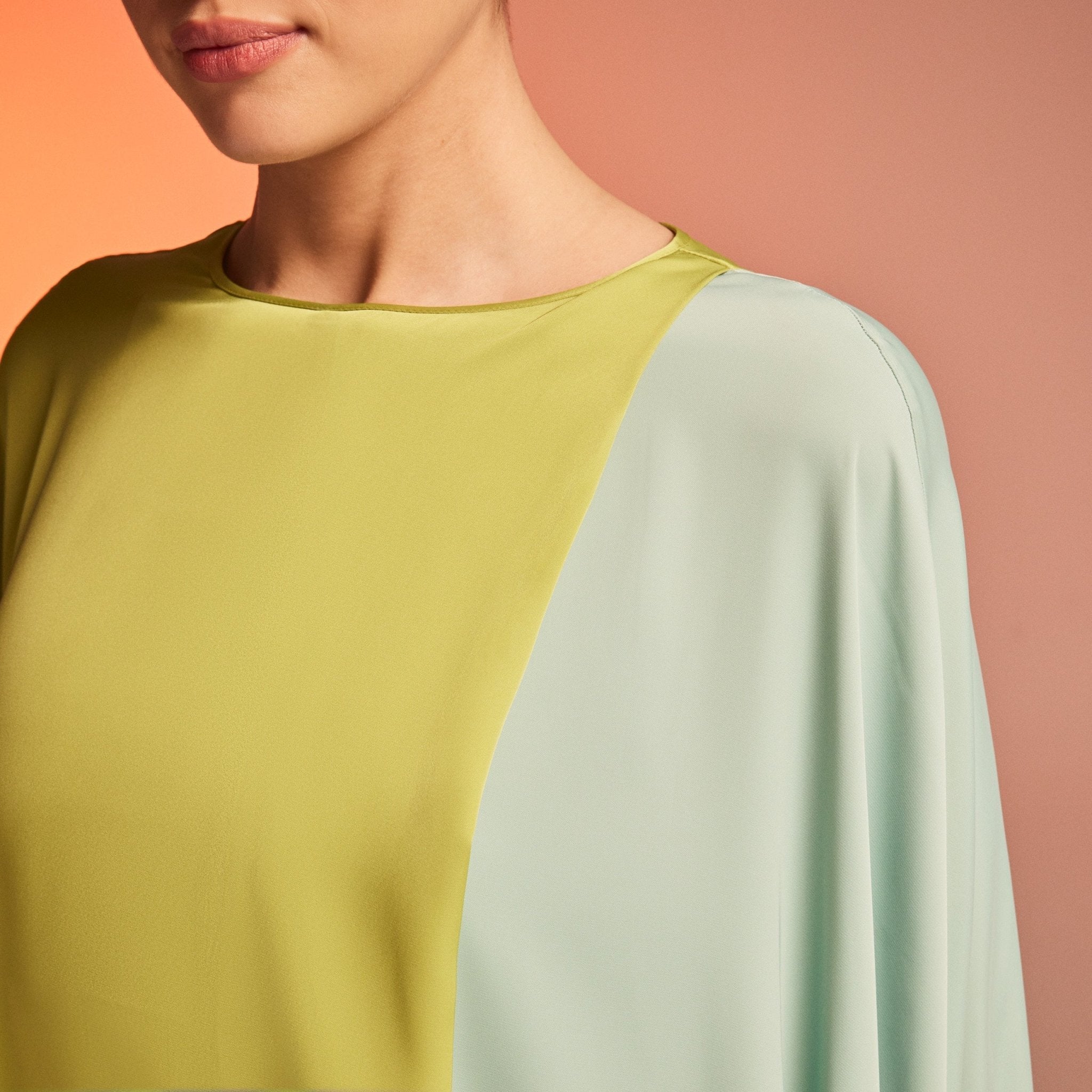 Cape-Effect Draped Satin Kaftan - shopaleena