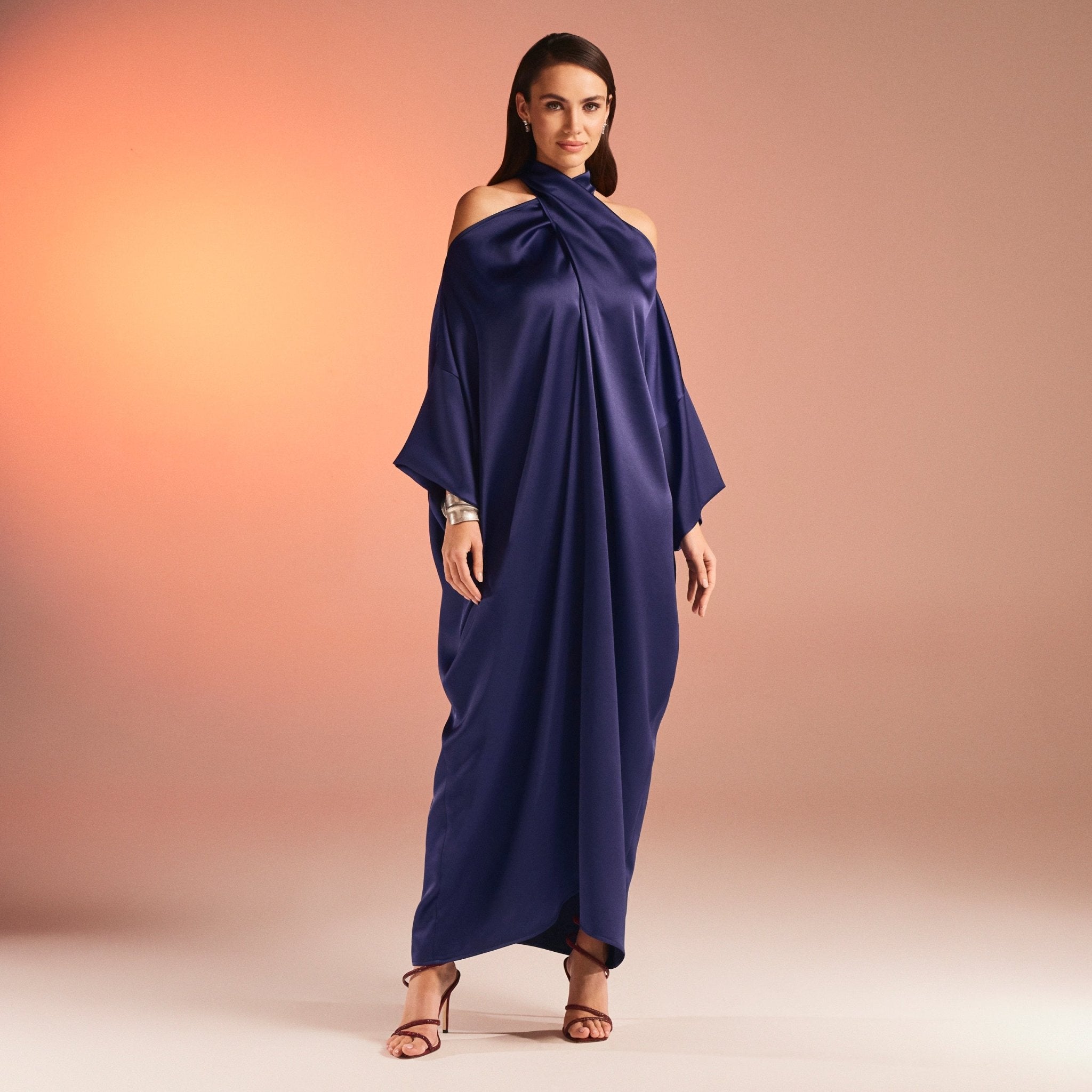 Criss Cross Satin Kaftan - shopaleena