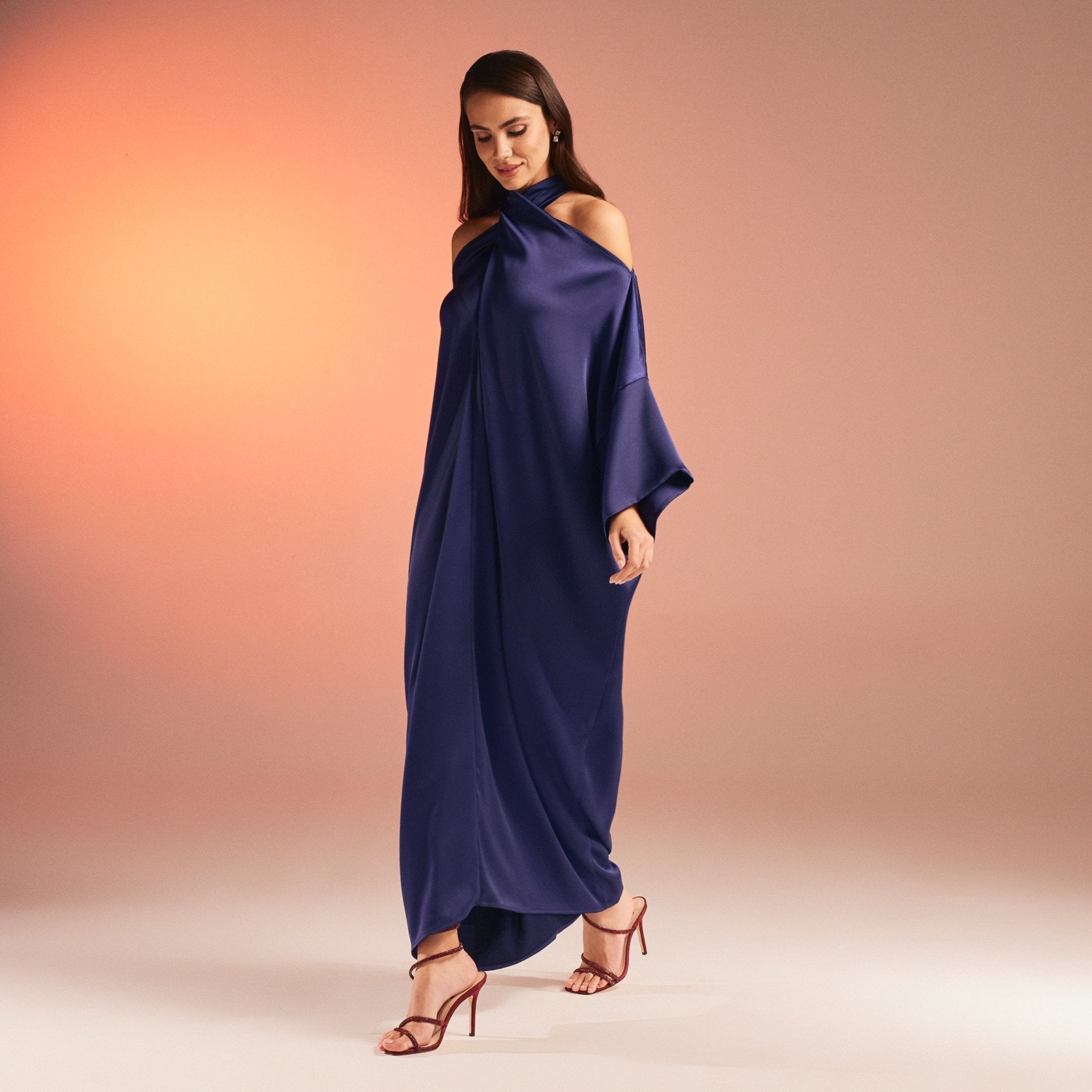 Criss Cross Satin Kaftan - shopaleena