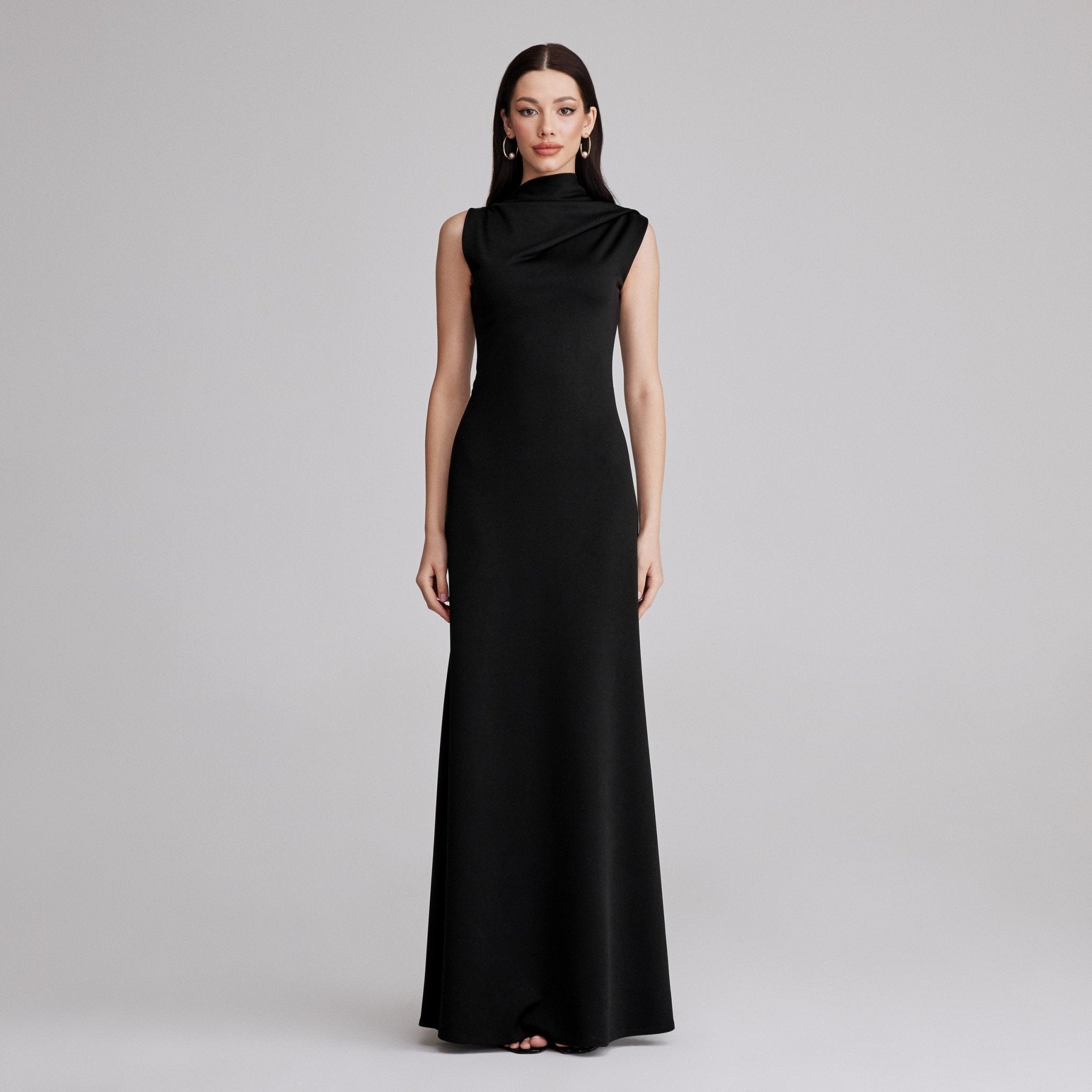 Draped Jersey Maxi Dress - shopaleena