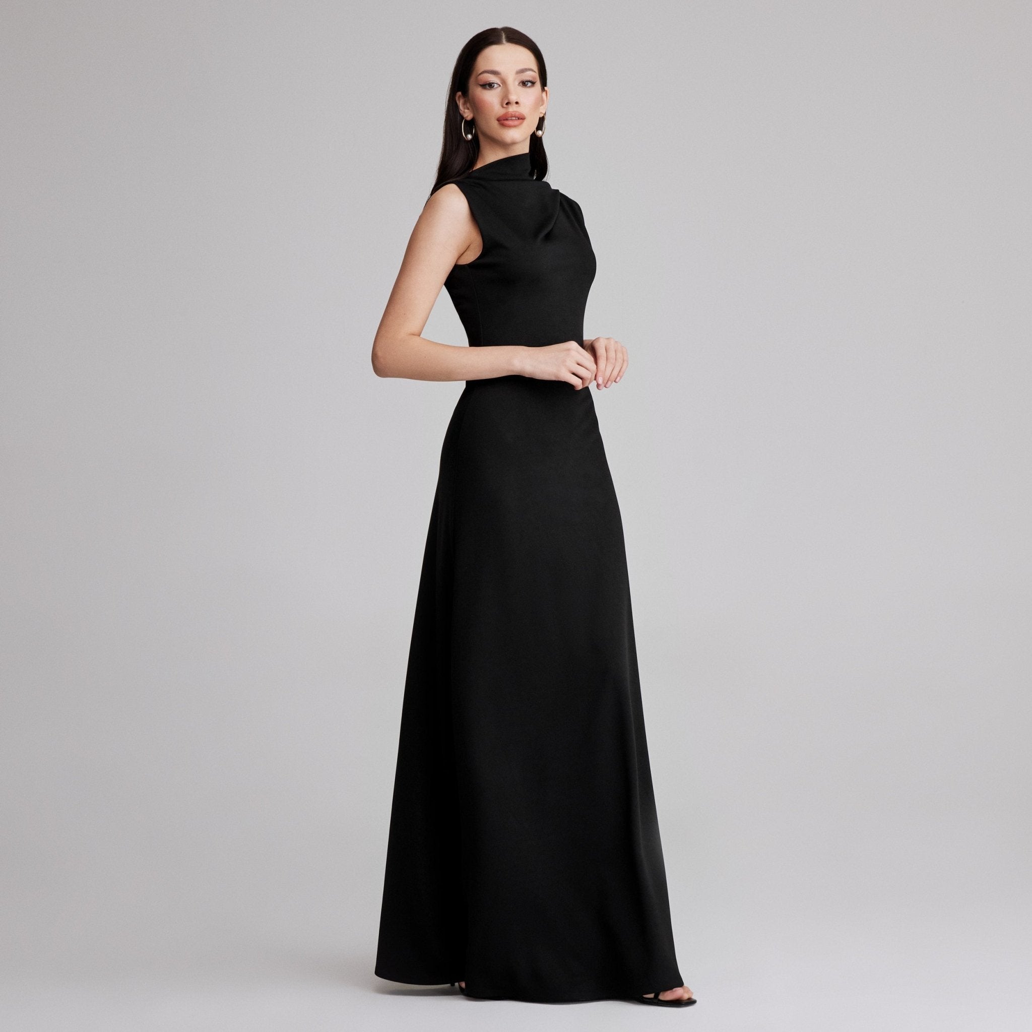 Draped Jersey Maxi Dress - shopaleena