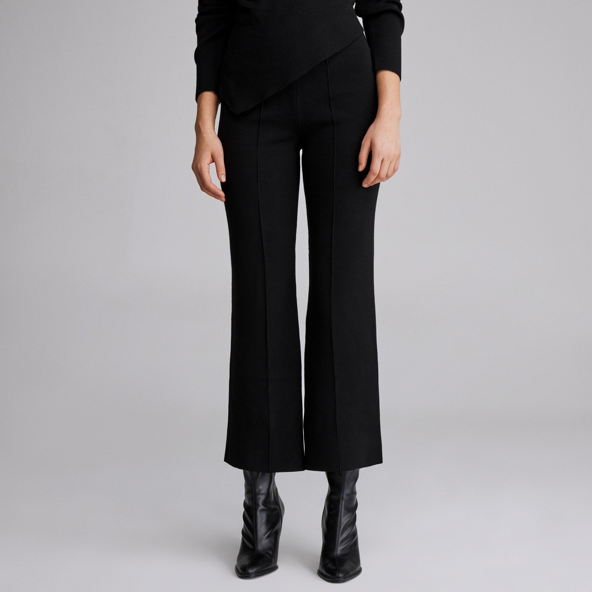 High waist knitted flare pant - shopaleena