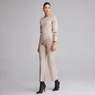 High waist knitted flare pant - shopaleena