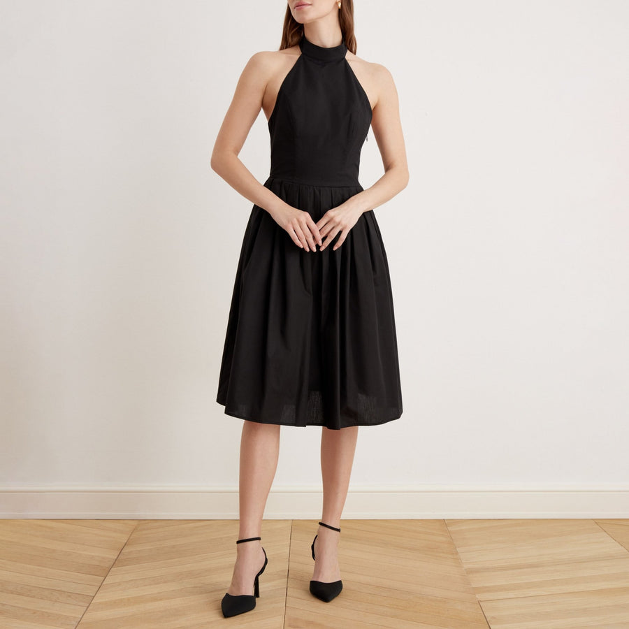 Knee-length Sleeveless Dress with a Short Turtleneck - shopaleena