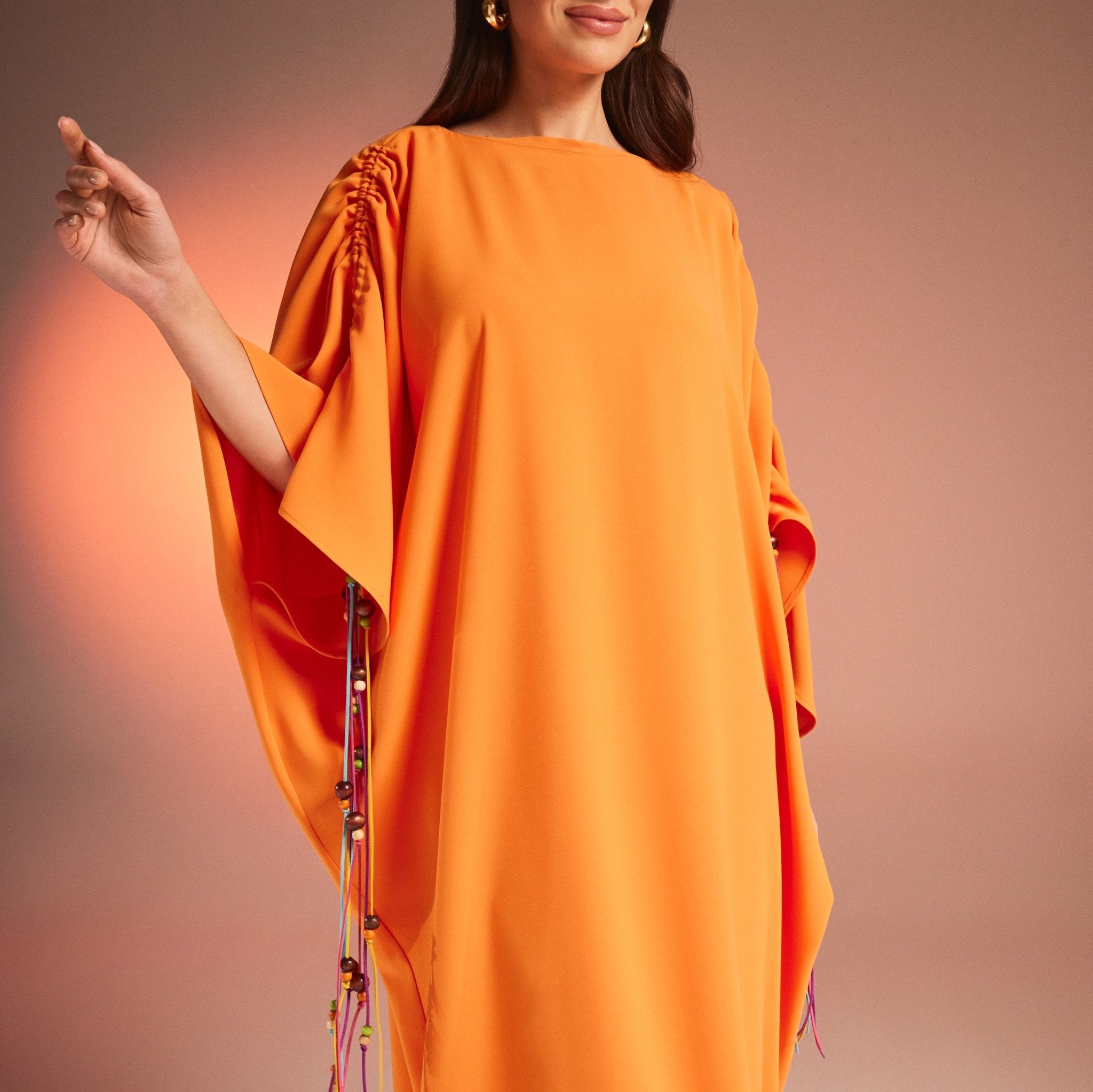 Long Sleeve Crepe Kaftan - shopaleena