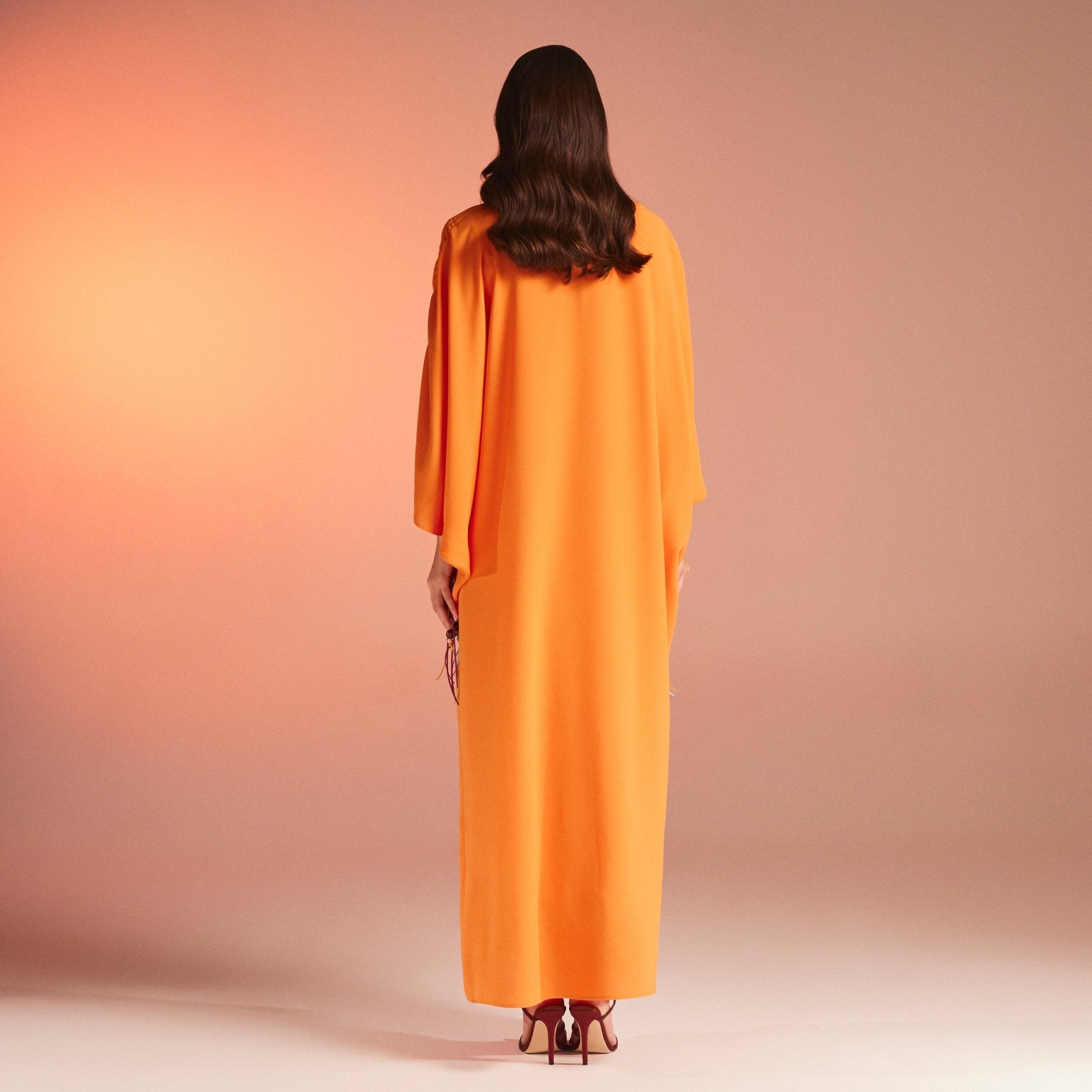 Long Sleeve Crepe Kaftan - shopaleena