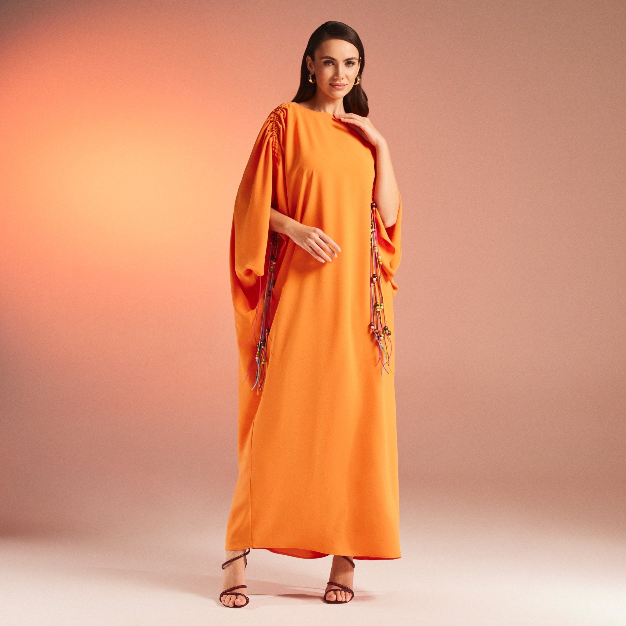 Long Sleeve Crepe Kaftan - shopaleena