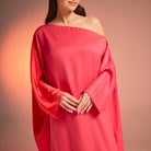 Long Sleeve One Shoulder Satin Kaftan - shopaleena