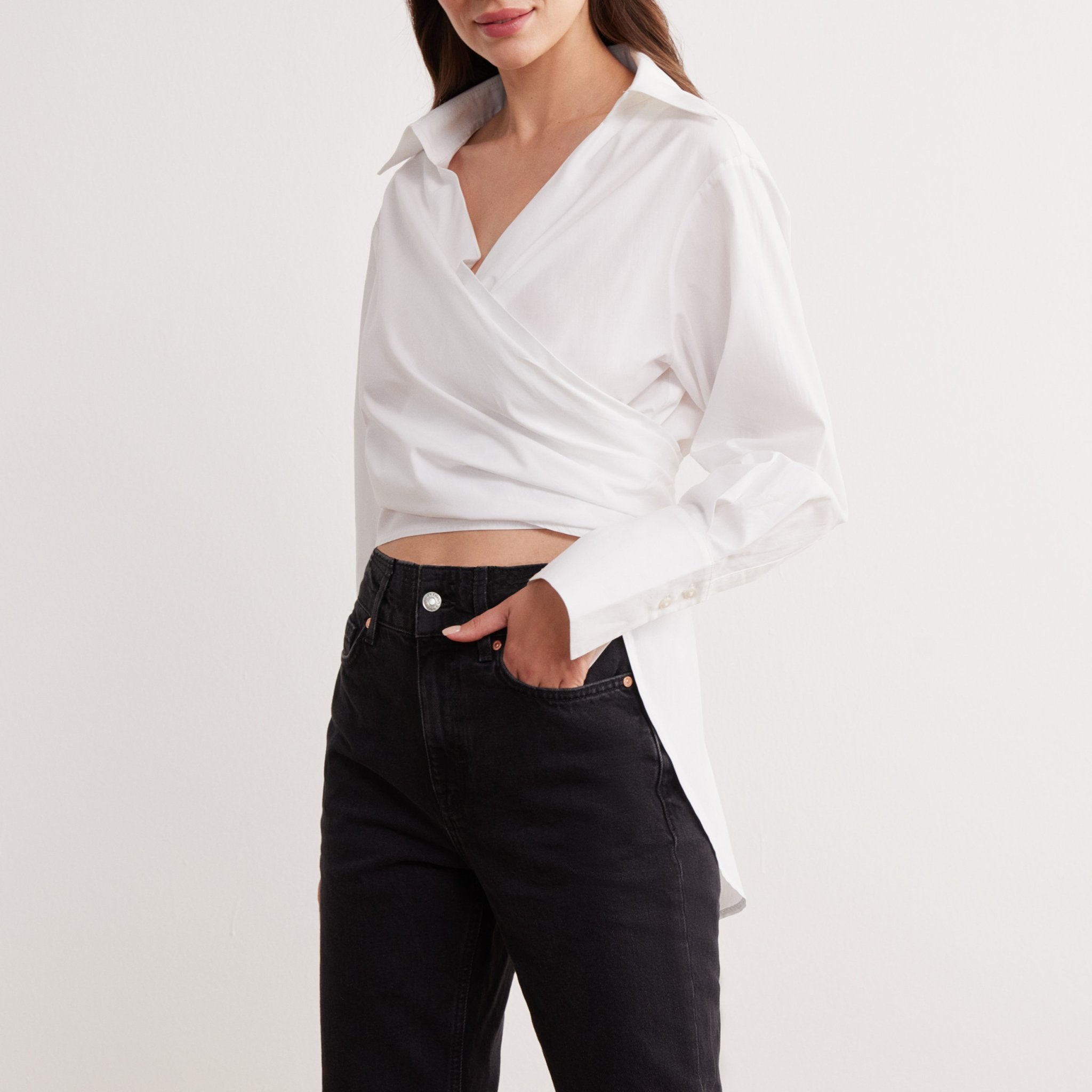 Long Sleeve Wrap Shirt - shopaleena