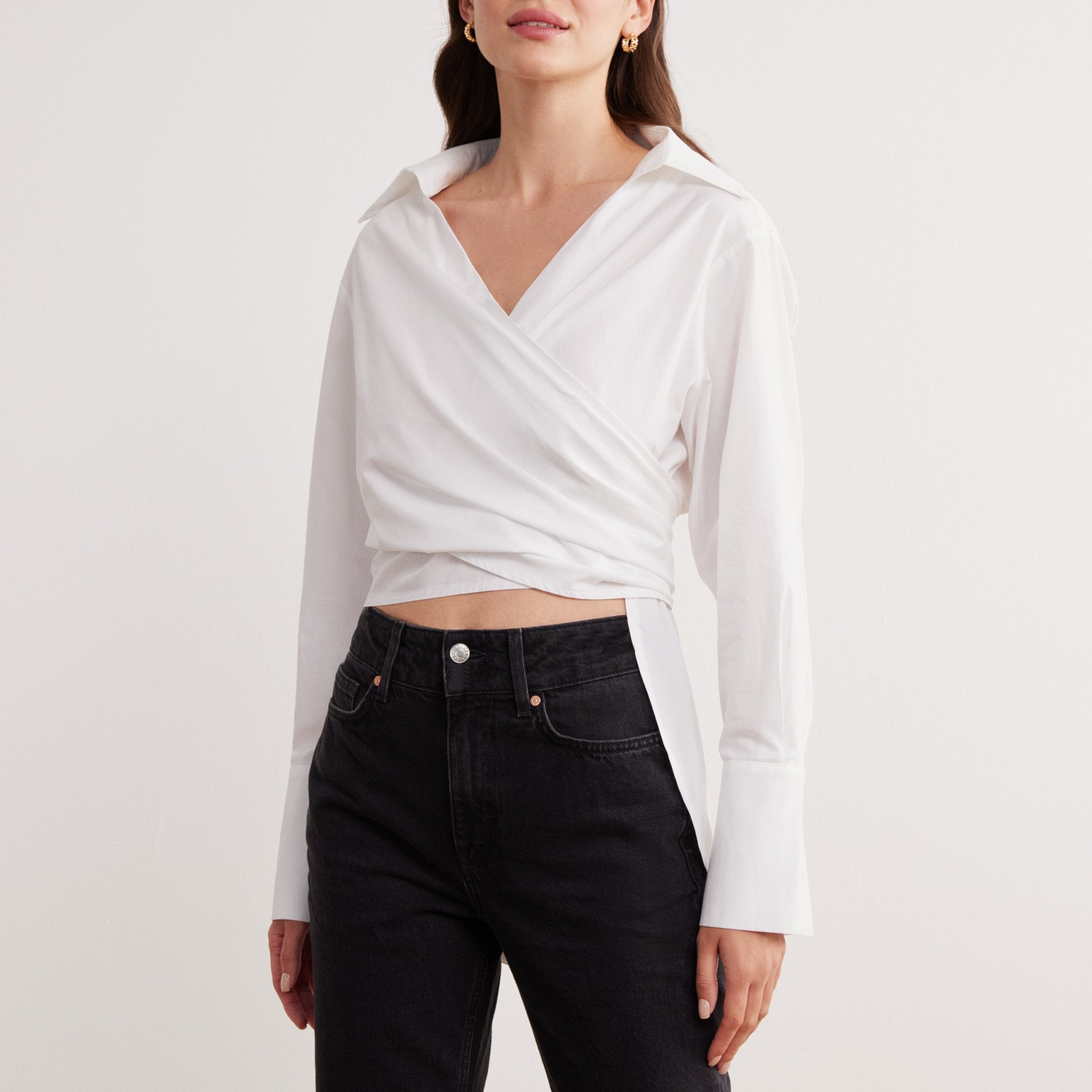 Long Sleeve Wrap Shirt - shopaleena