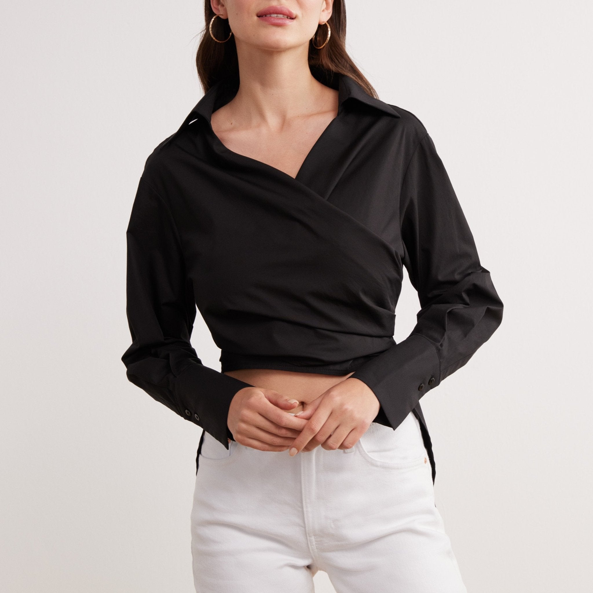 Long Sleeve Wrap Shirt - shopaleena